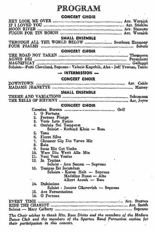 Spring Concert May 24, 1968-Musical Selection